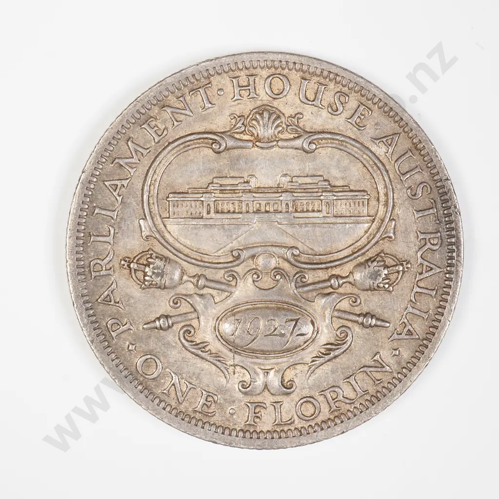 AUS 1927 Sterling Silver Florin Image 1++