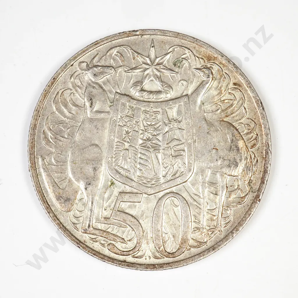1966 Australian Fifty Cent Coin 80% Silver Image 1++