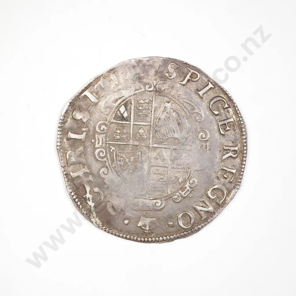 UK 1635/36 Charles I Silver Shilling with old dealer's sales ticket Image 1++