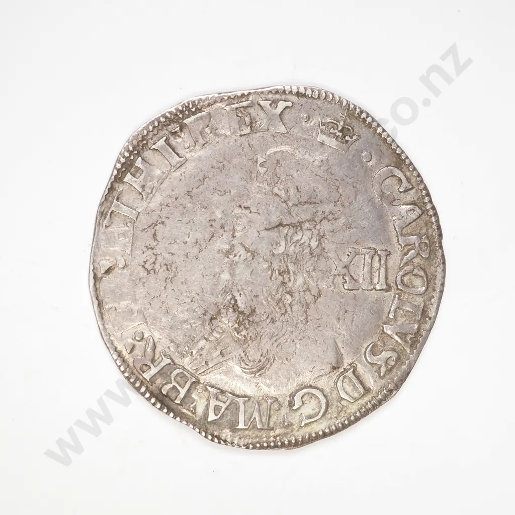 UK 1635/36 Charles I Silver Shilling with old dealer's sales ticket Image 1++