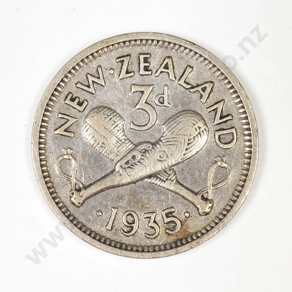 NZ 1935 Threepence Coin Image 1++