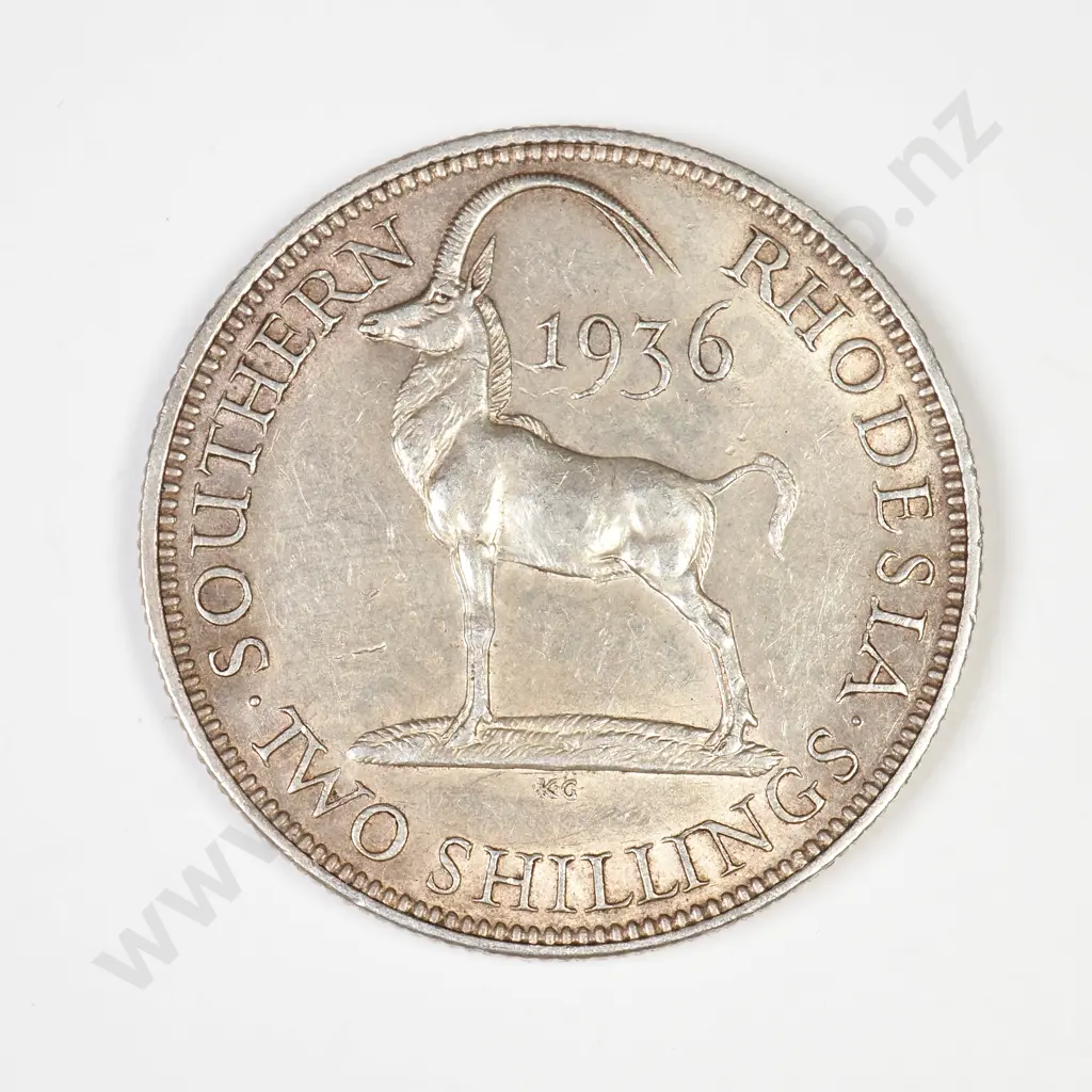 Southern Rhodesia 1936 silver two shillings Image 1++
