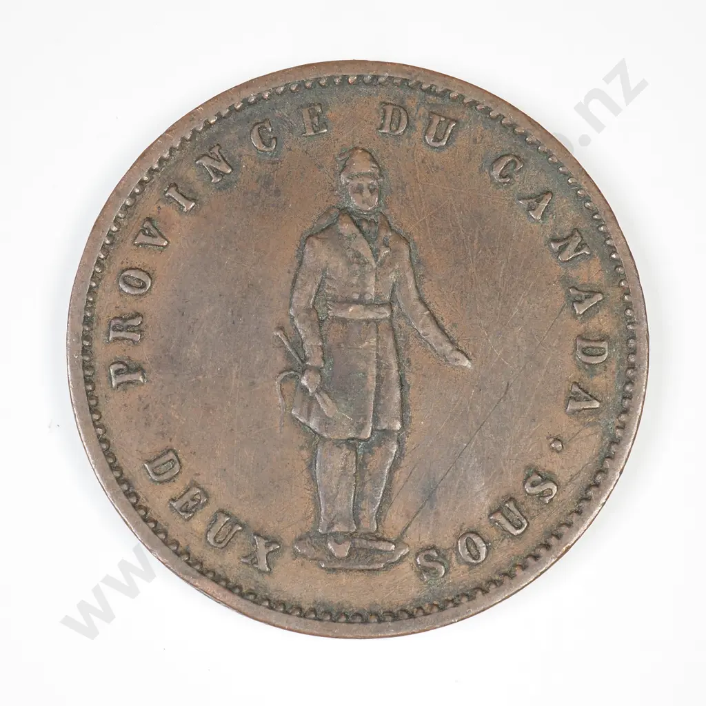 Canada, Quebec 1852 copper one penny bank token Image 1++