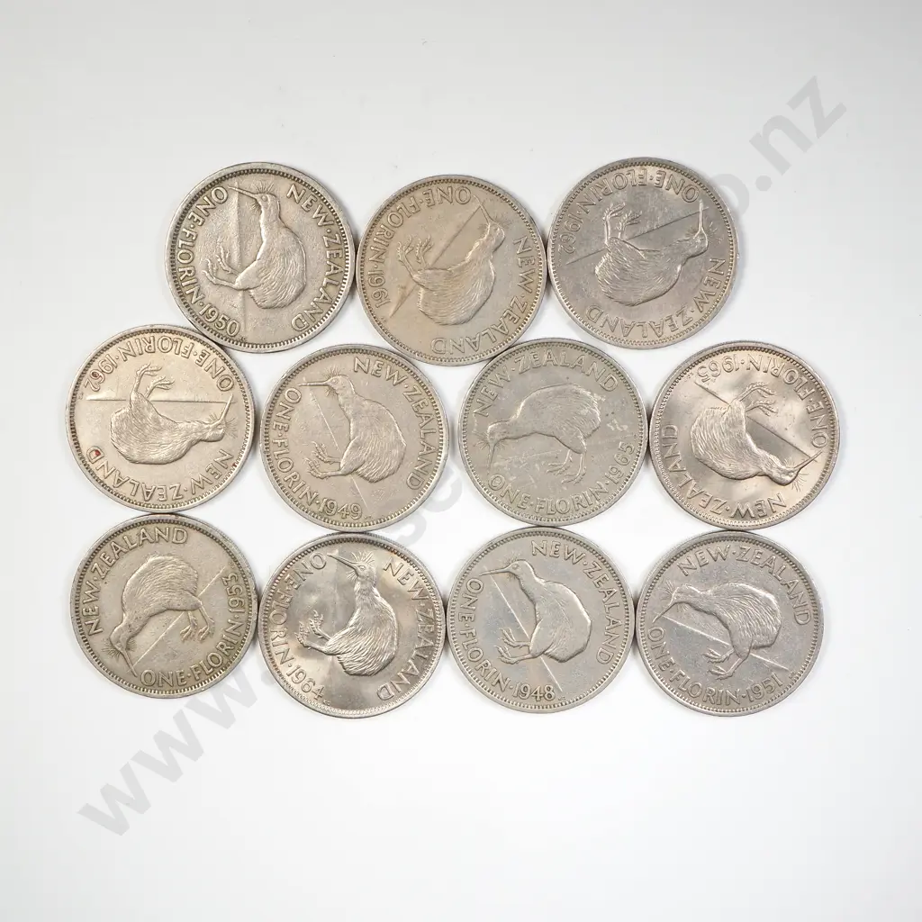 Assorted New Zealand Florin Coins - Better Grades  Image 1++