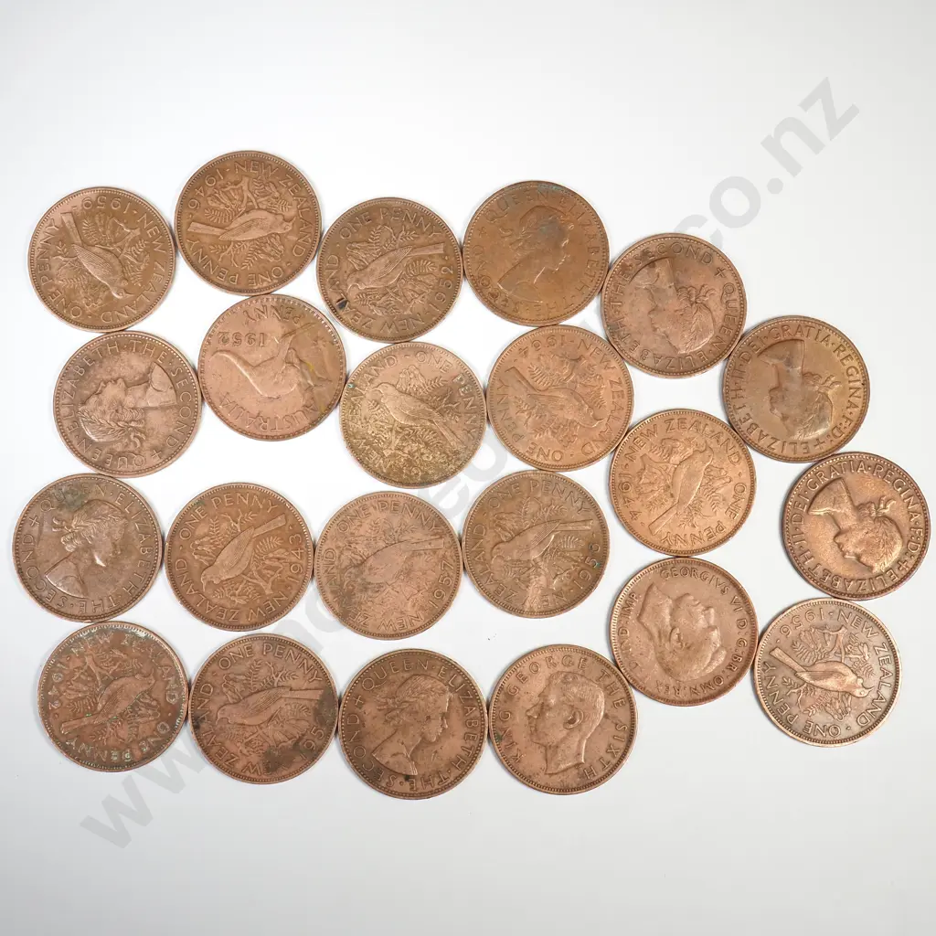 Assorted Lot of New Zealand & Australian One Penny Coins Image 1++