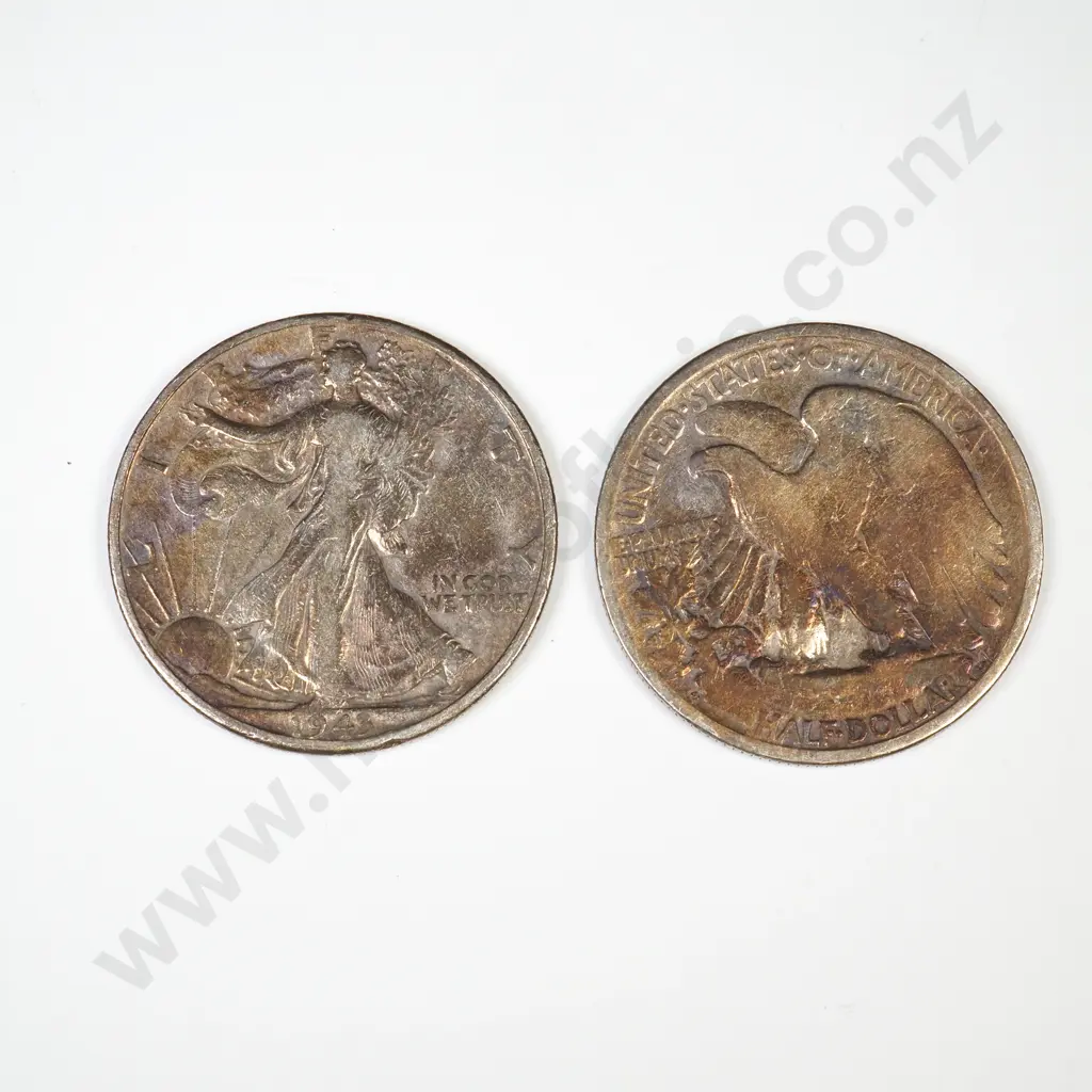 Two American 90% Silver Liberty Half Dollars - 1927 / 1943 Image 1++