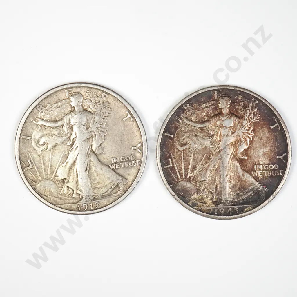 US Two Walking Liberty Half Dollars - 1917 & 1943 Image 1++