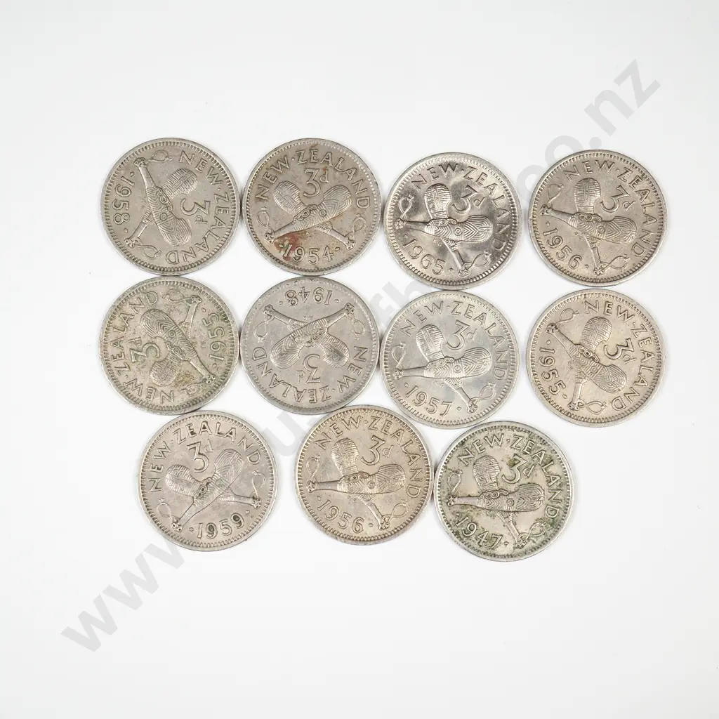 Assorted New Zealand Threepence Coins - Better Grades  Image 1++