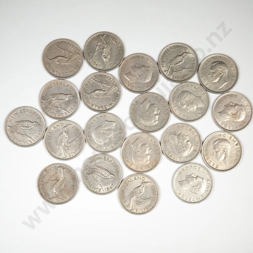 Assorted New Zealand Sixpence Coins - Better Grades  Image 1++