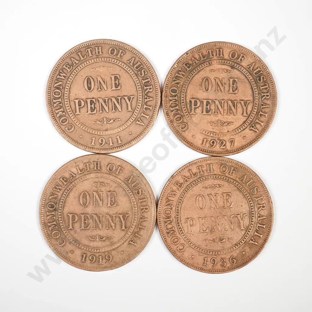 Four Australian One Penny Coins  Image 1++