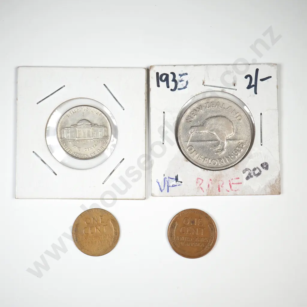 Assorted Carded Coinage incl 1935 NZ Florin Image 1++