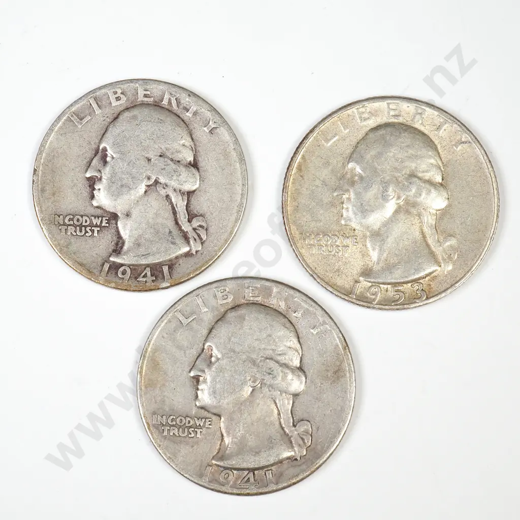 Three Silver U.S Quarters Image 1++
