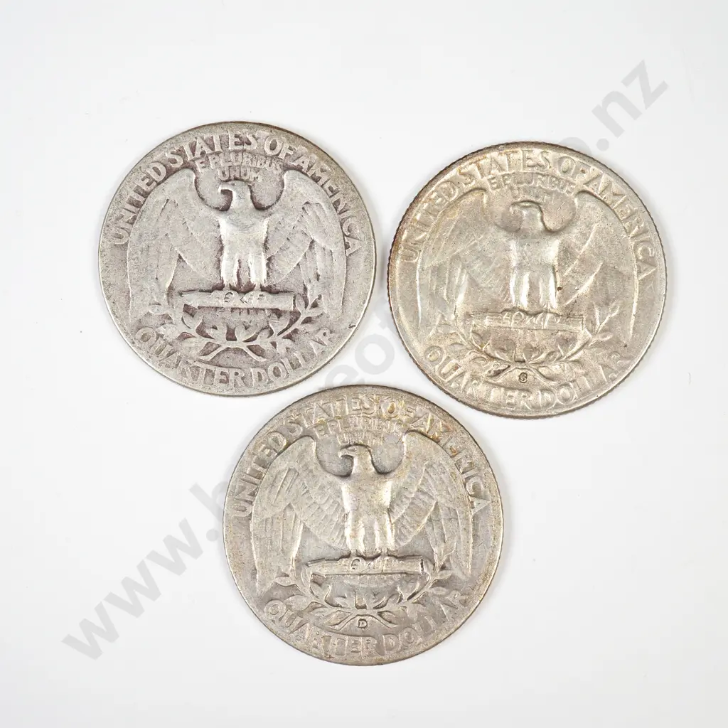 Three Silver U.S Quarters Image 1++