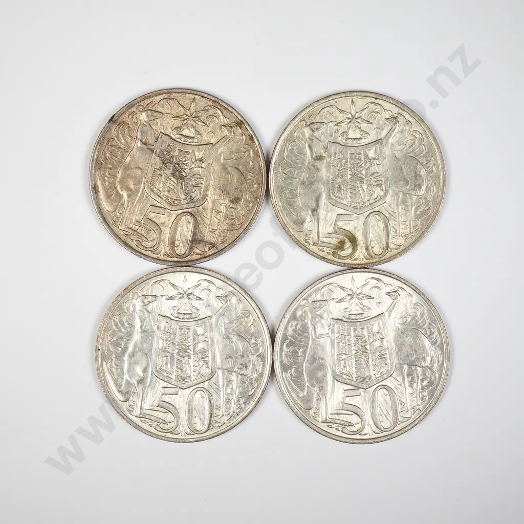AUS 1966 Four 50 cent coins - 80% Fine Silver Image 1++