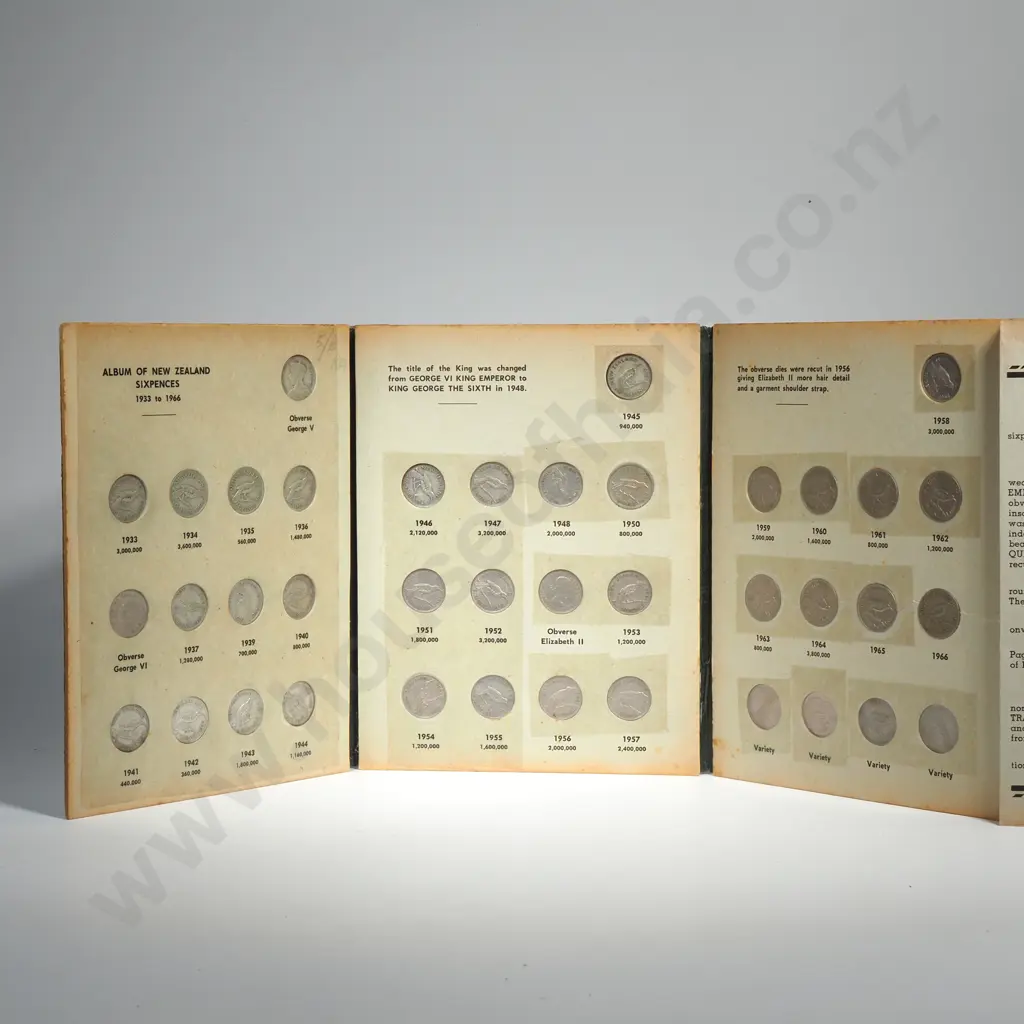 New Zealand Bertrand Sixpence Album - Complete Image 1++