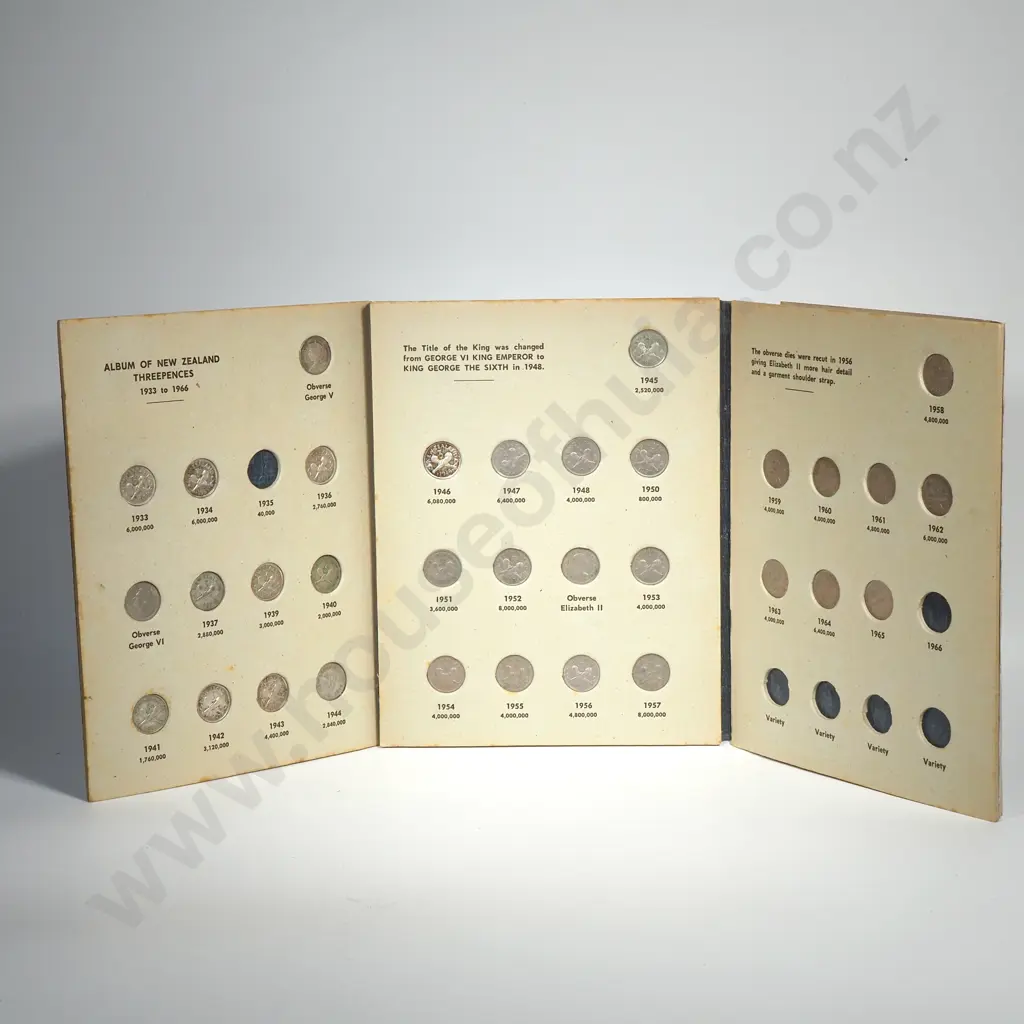 New Zealand Bertrand Threepence Album - No 1935 otherwise complete - album in avereage condition Image 1++