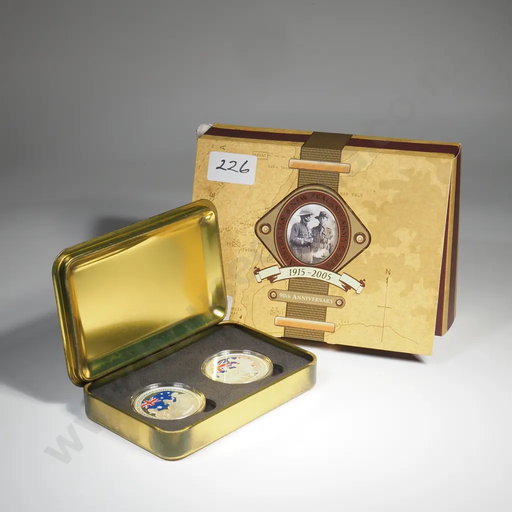 2005 ANZAC pair with Australia consisting of 2 x one ounce .999 silver proof coins. C.V $420 Image 1++