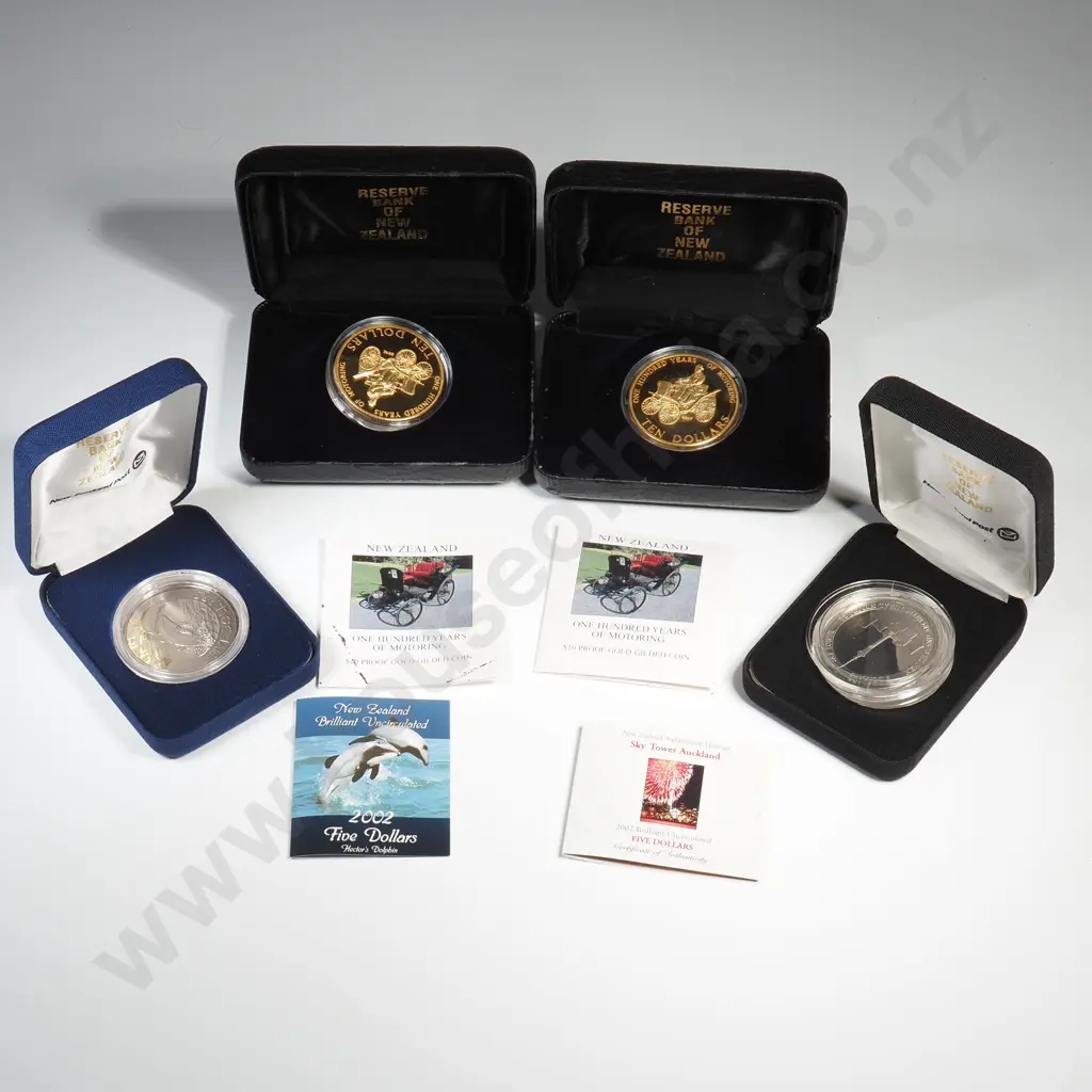 Four Cased New Zealand Proof Coins Image 1++