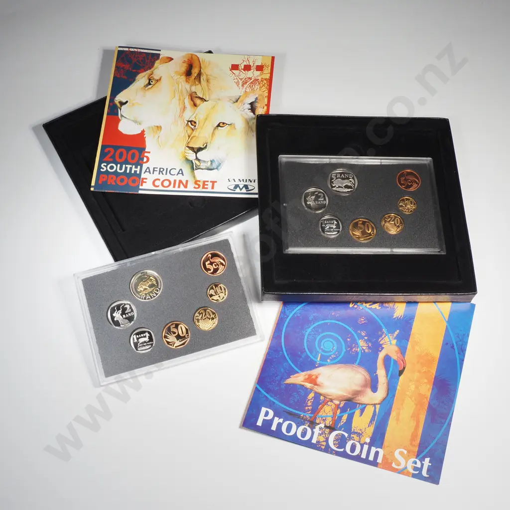 2 x South Africa Proof Coin Sets – 2003 – 2005 ( 7 coins each ) Image 1++