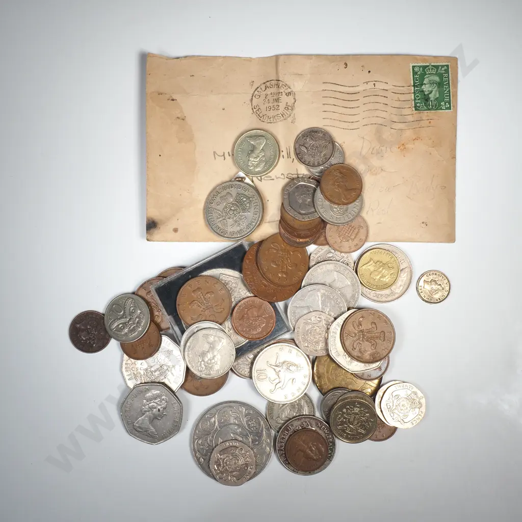Assorted Lot of International Coinage & Stamps Image 1++