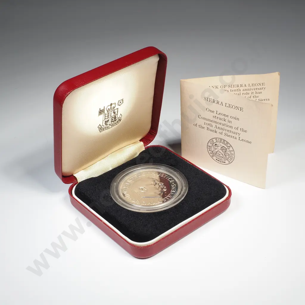 The Bank of Sierra Leone Tenth Anniversay Proof Sterling Silver Crown Image 1++