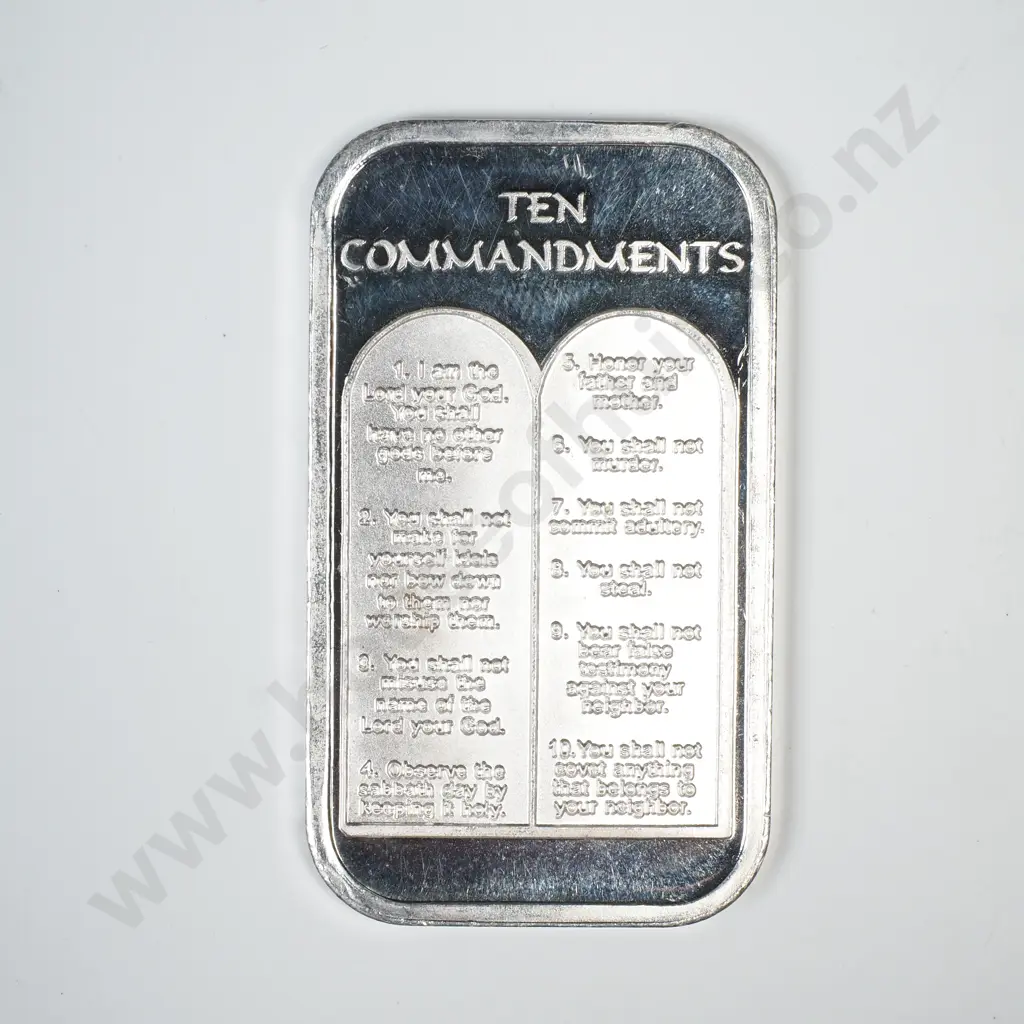 Ten Commandments One Ounce Silver Bar Image 1++