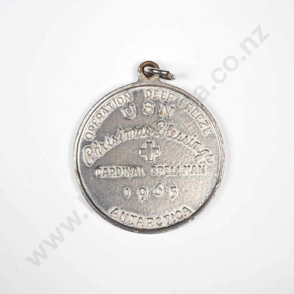 Commemorative Medal for Operation Deep Freeze, Commissioned by Cardinal Spellman for Xmas Blessings for Service Members Image 1++