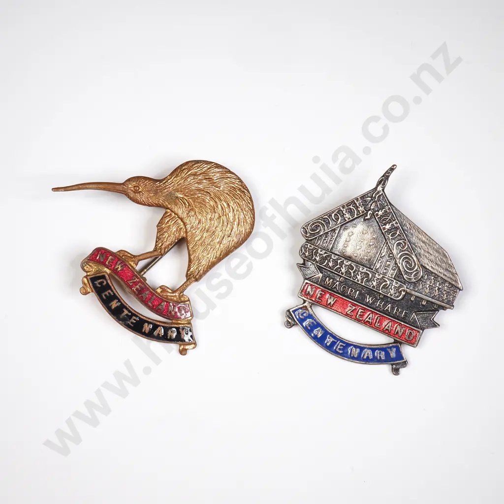 NZ Two New Zealand Centenary lapel badges - one without pin Image 1++