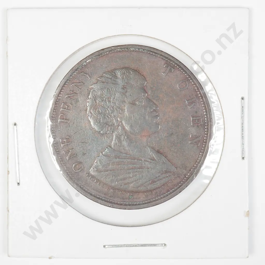 NZ Edward Waters Confectioner One Penny Token - Queen Street Auckland Image 1++