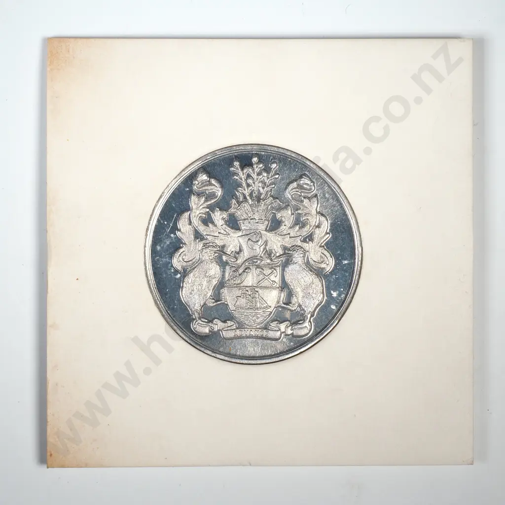 1971 Auckland Centennial Aluminum Medal in Presentation Sleeve Image 1++