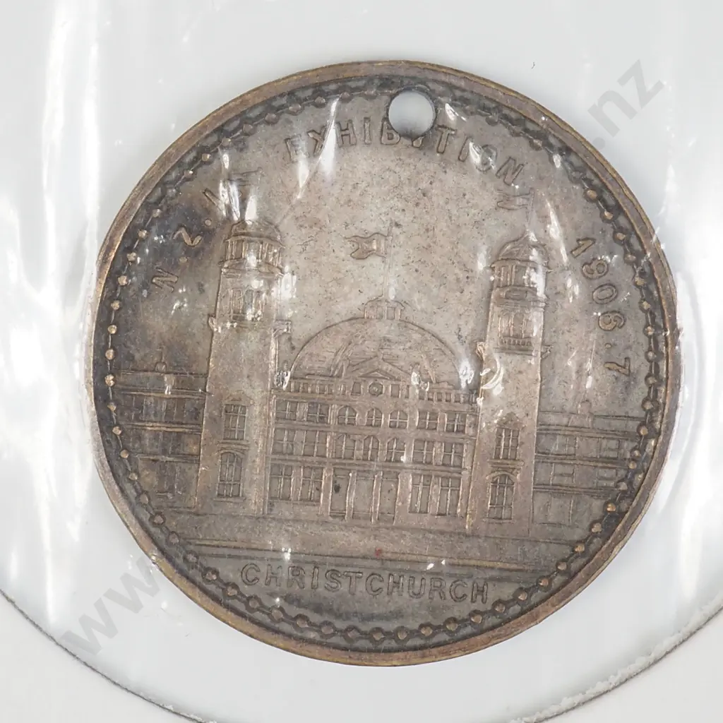 NZ 1906-7 Christchurch International Exhibition Medallion Image 1++
