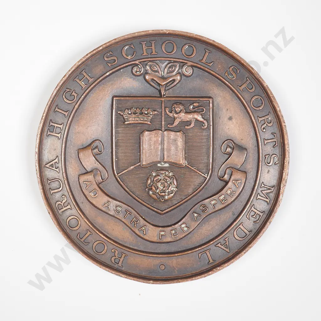 NZ 1966 Rotorua High School Medal for 50 Yards Backstroke awarded to A Gregory Image 1++