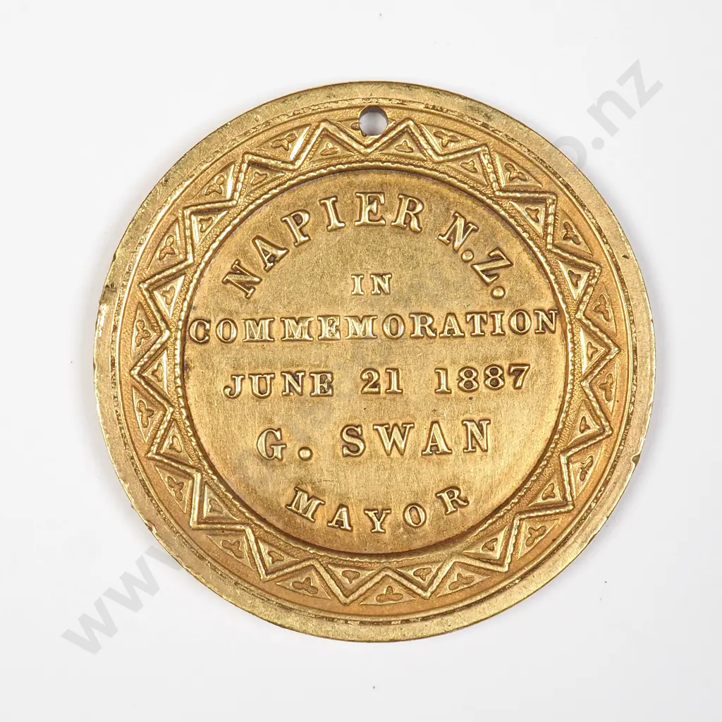 NZ 1887 Queen Victoria Golden Jubilee Commemoration Medallion - Napier Image 1++