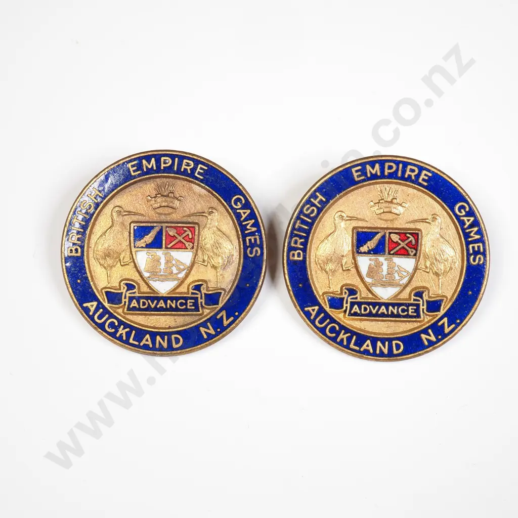 NZ 1950 Two Auckland British Empire Games badges Image 1++