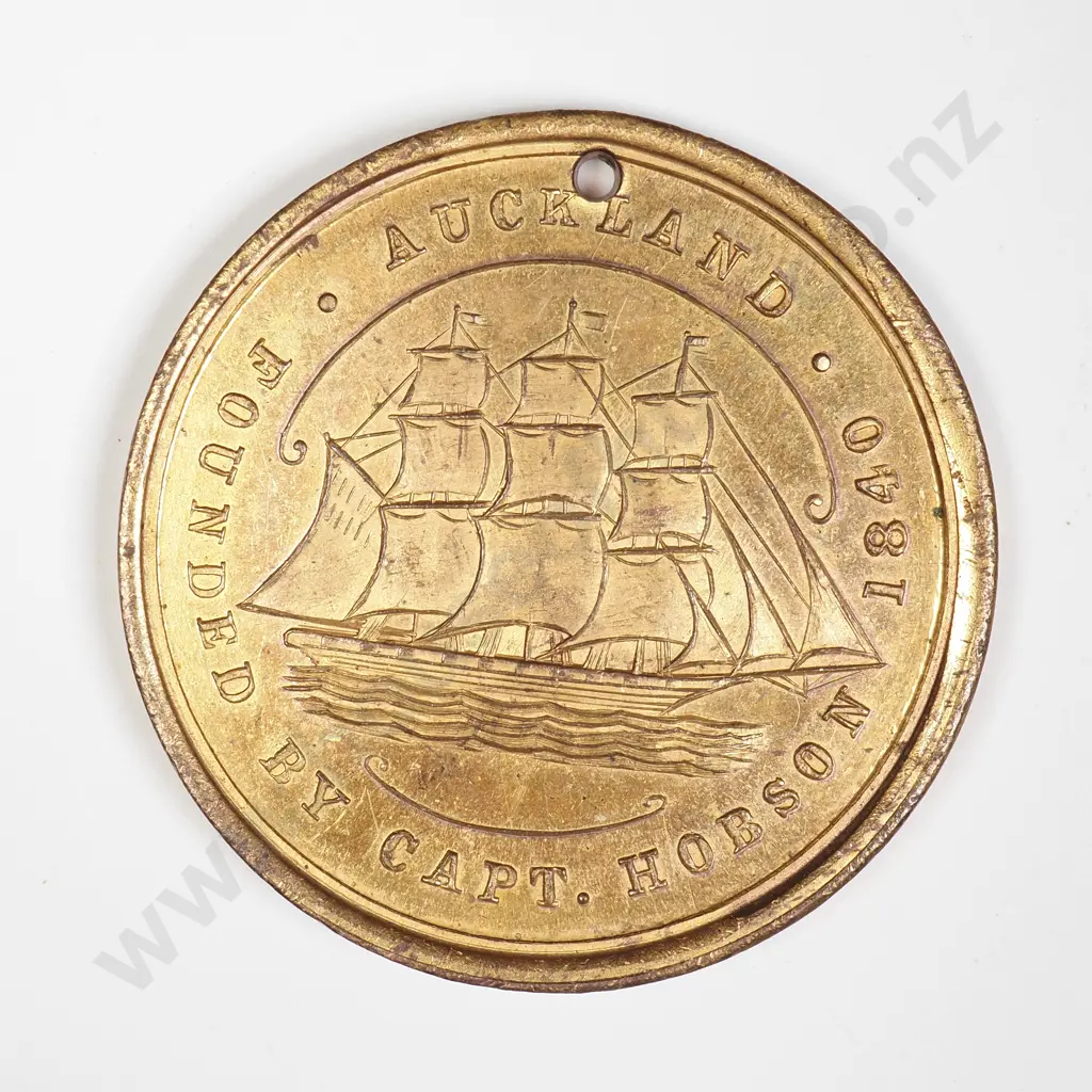 NZ 1909 Auckland Industrial & Mining Exhibition Commemorative Medallion Image 1++