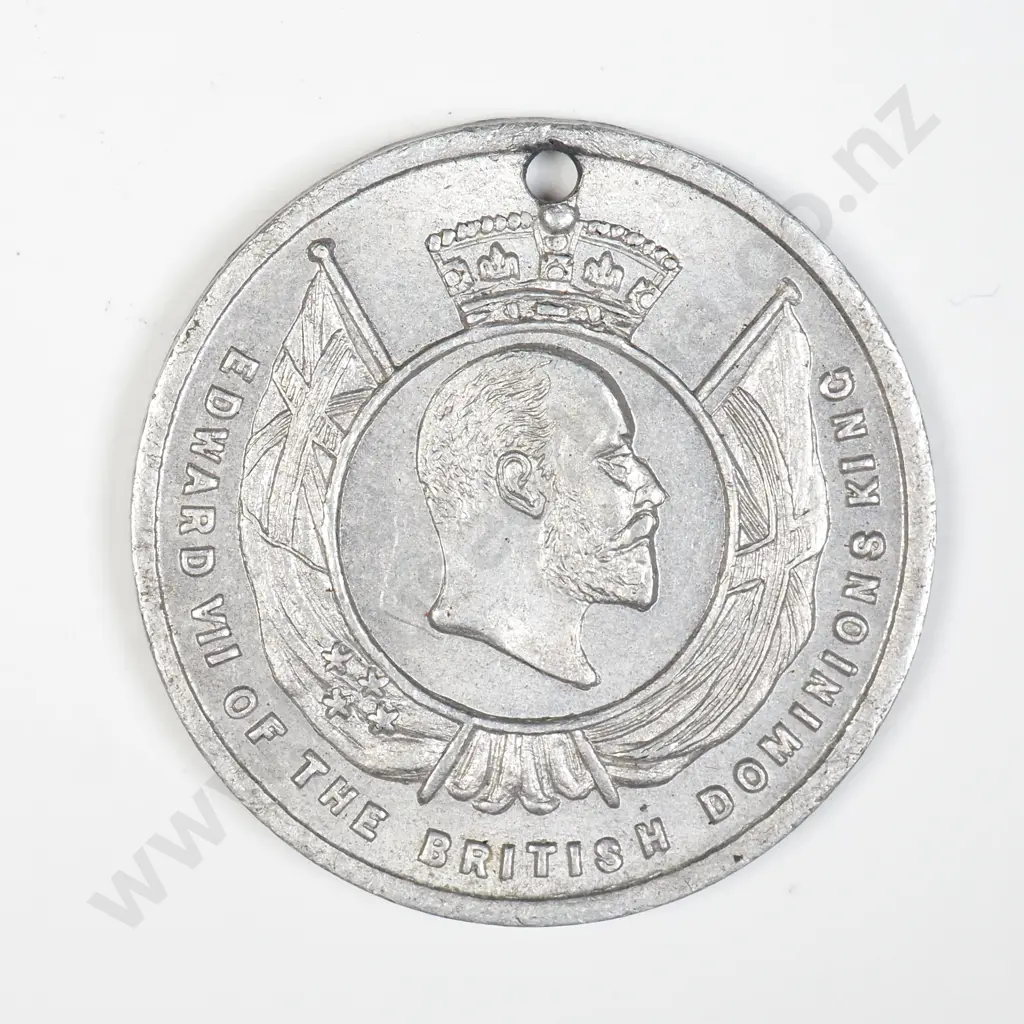 NZ 1907 Dominion Day School Children's Medallion Magnalium Image 1++