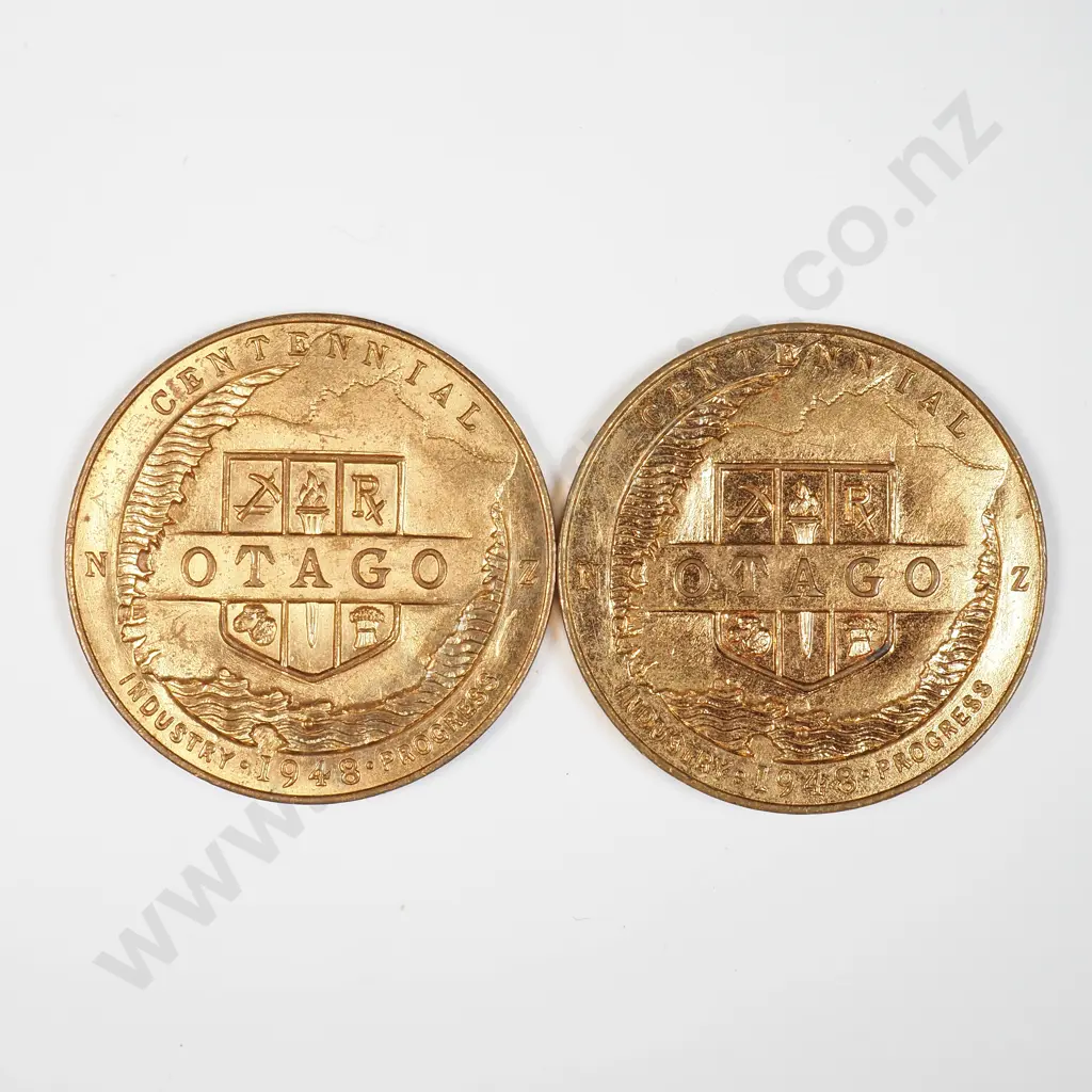 NZ 1948 Two Otago Centennial Tokens Image 1++