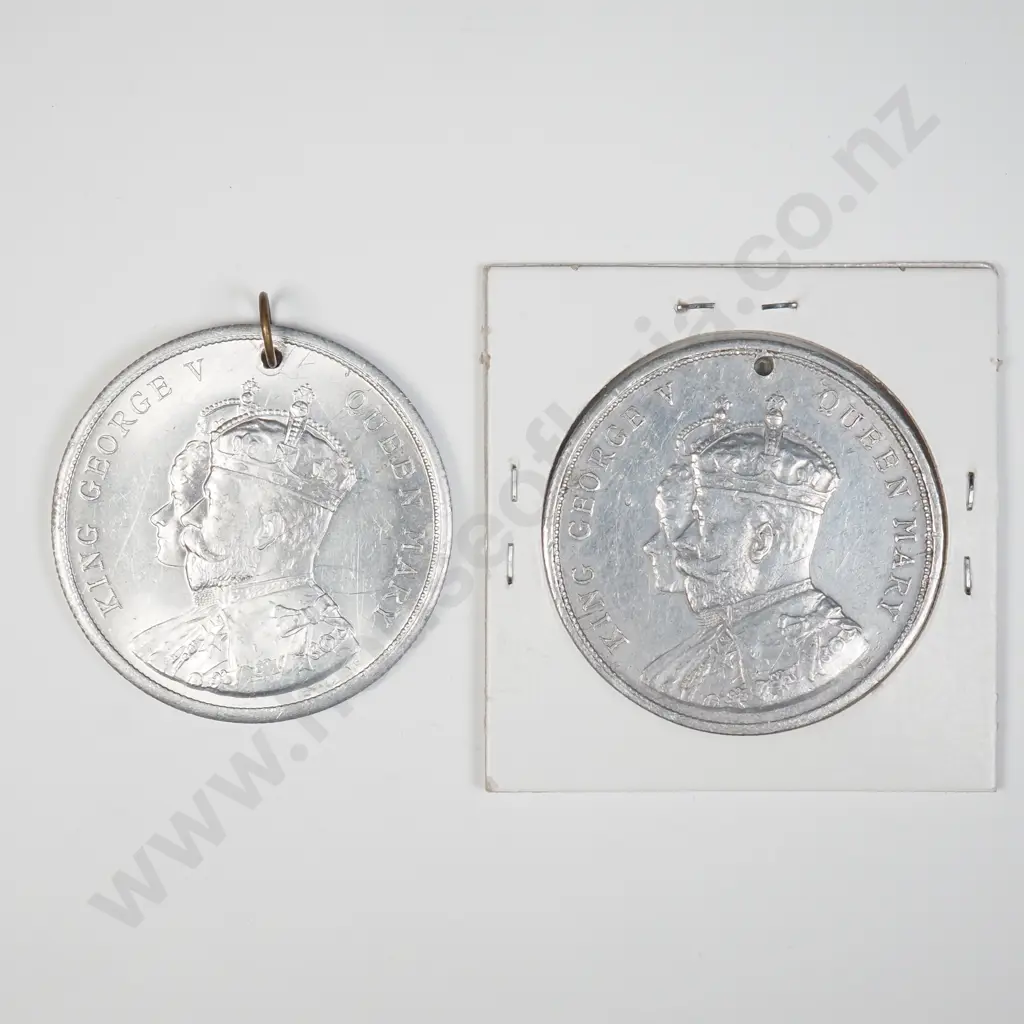 UK Two 1911 King George V and Queen Mary Commemorative Medallions Image 1++