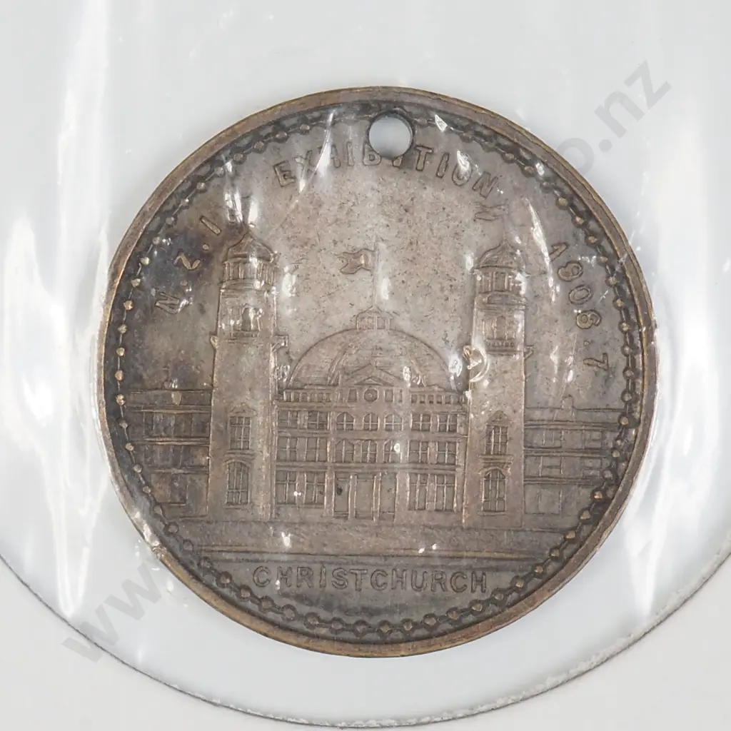NZ 1906-7 Christchurch International Exhibition Medallion Image 1++