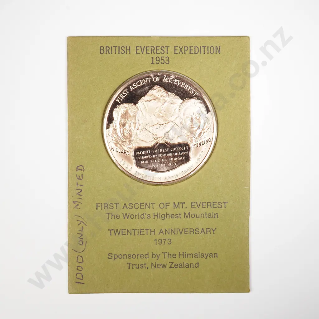 NZ 1973 First Ascent of Mt Everest Twentieth Anniversary token - Bronze Proof Image 1++