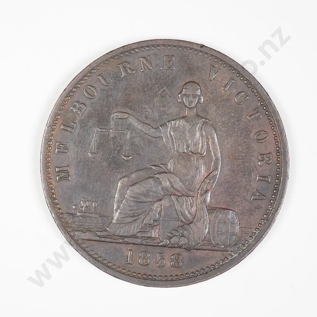 AUS 1858 Melbourne Victoria Peace and Plenty Token Image 1++