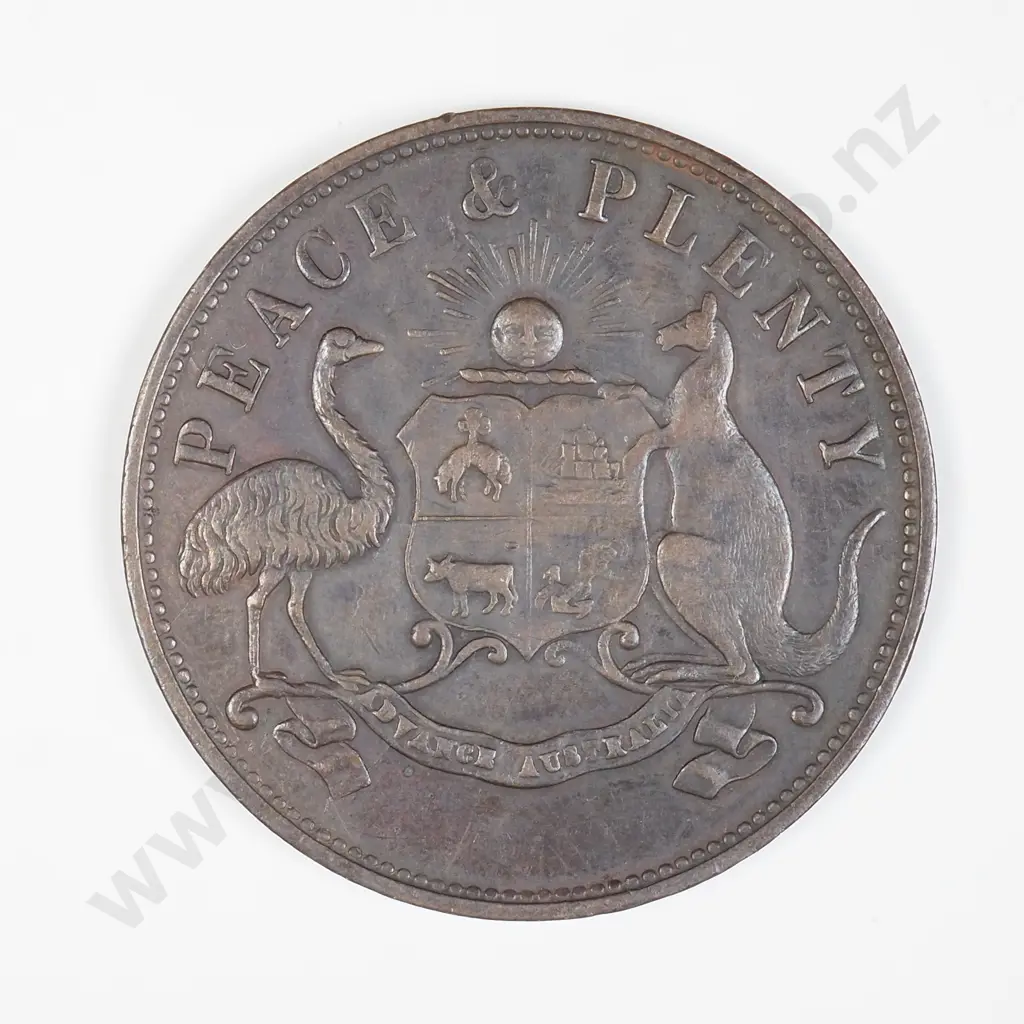 AUS 1858 Melbourne Victoria Peace and Plenty Token Image 1++