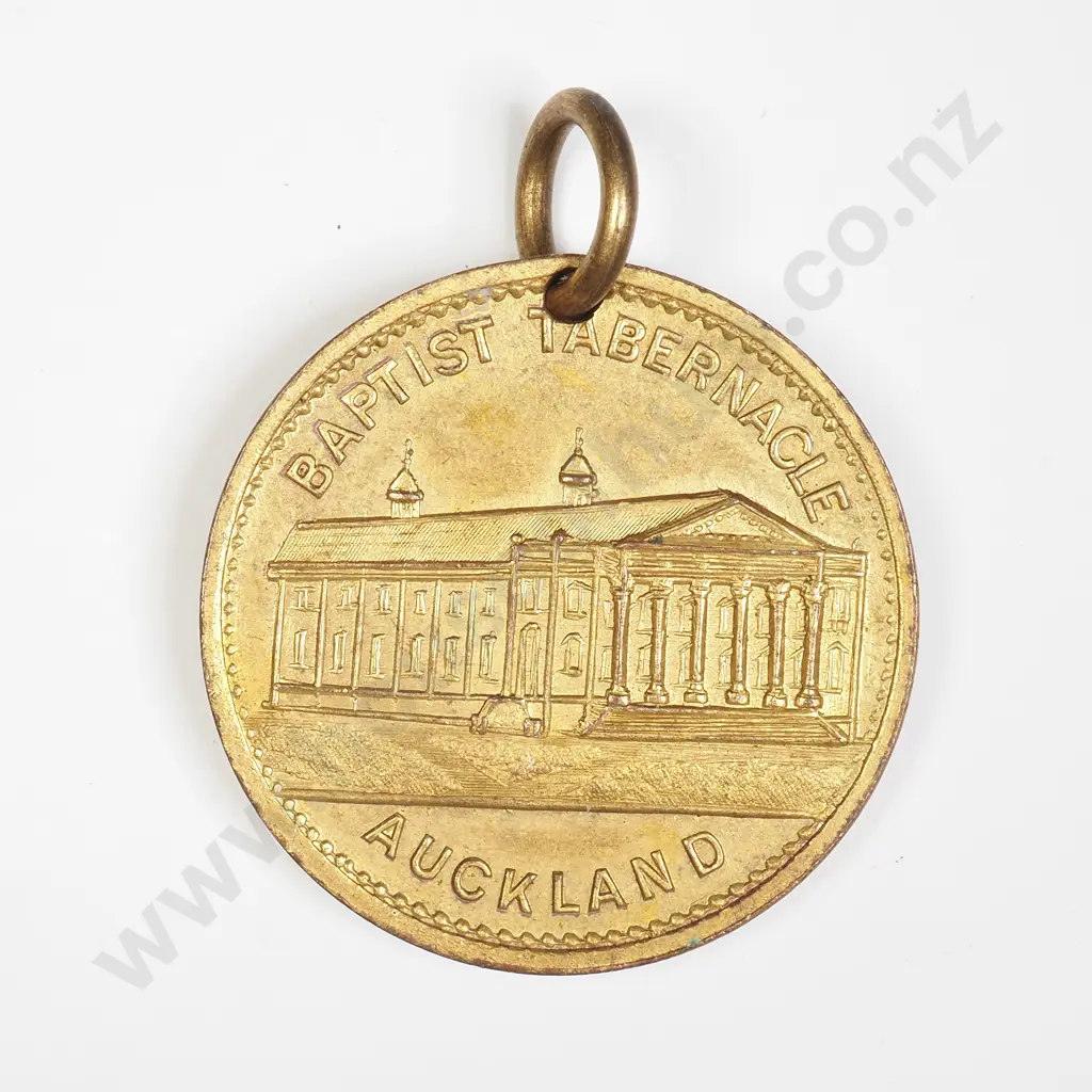 NZ 1908 Baptist Tabernacle Auckland Sunday School Jubilee Medallion Image 1++
