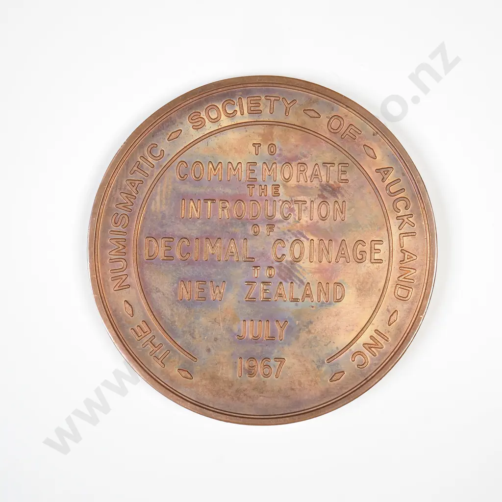 NZ 1967 Introduction of Decimal Coinage Commemorative Medallion Image 1++