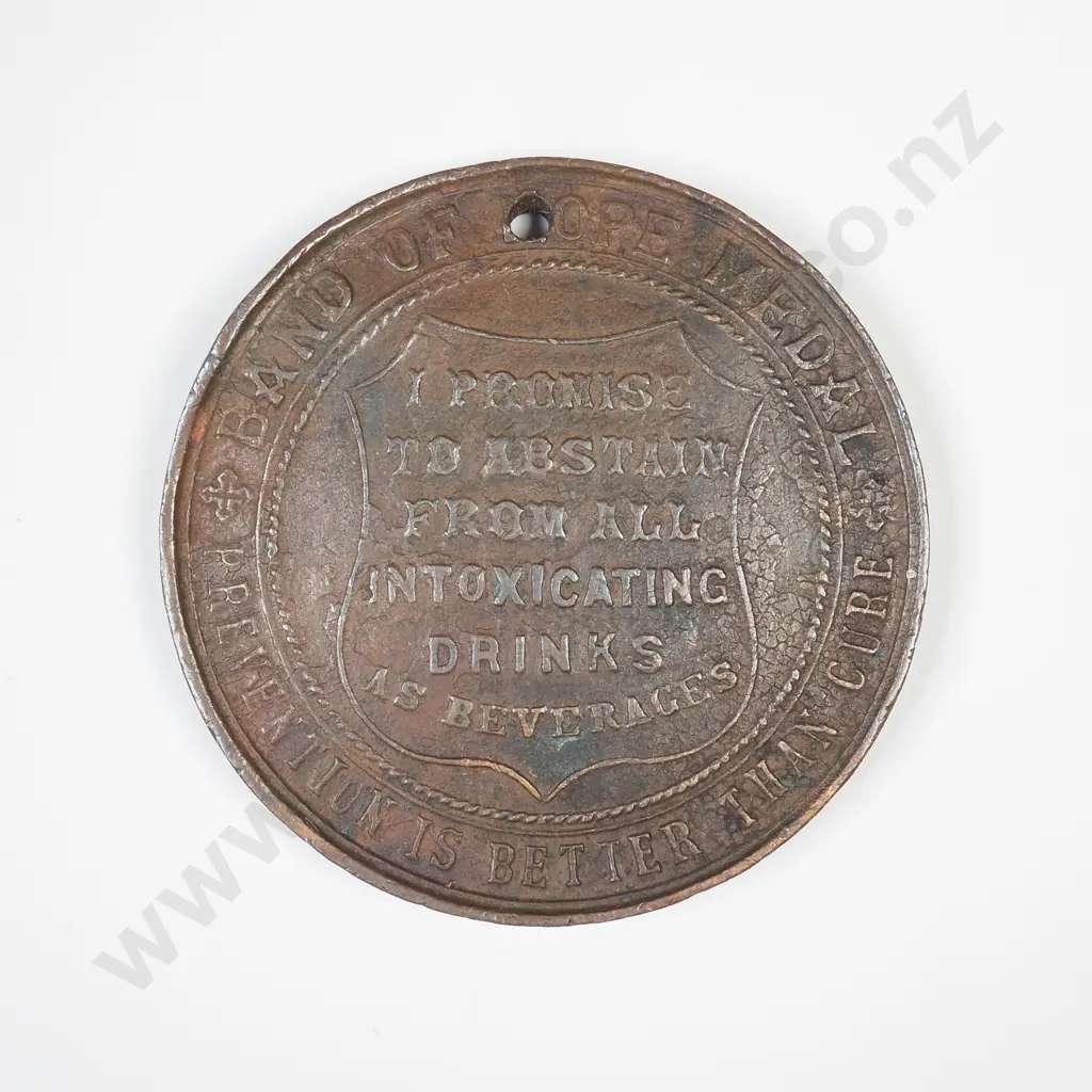 Mid to late 1800’s Wesleyan temperance medal - Band of Hope. (Slightly bent around the pierced hole) Image 1++