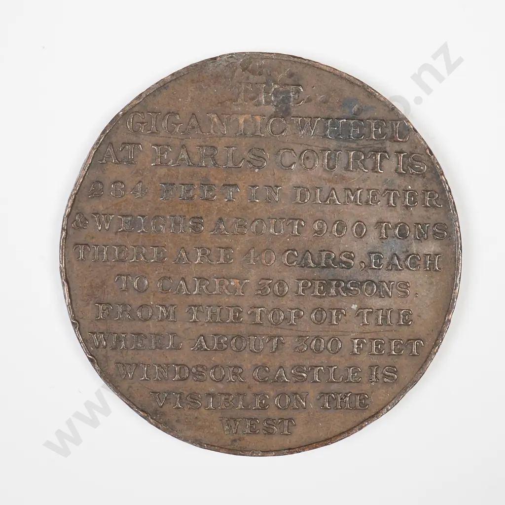 UK 1906 Gigantic Ferris Wheel, Earls Court London Momento Token Image 1++