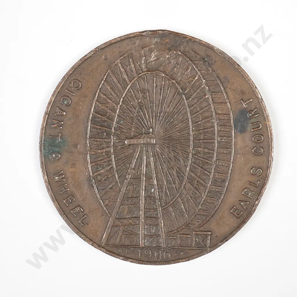 UK 1906 Gigantic Ferris Wheel, Earls Court London Momento Token Image 1++