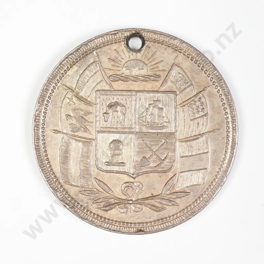 NZ 1882 NZ Christchurch International Exhibition Medallion Image 1++