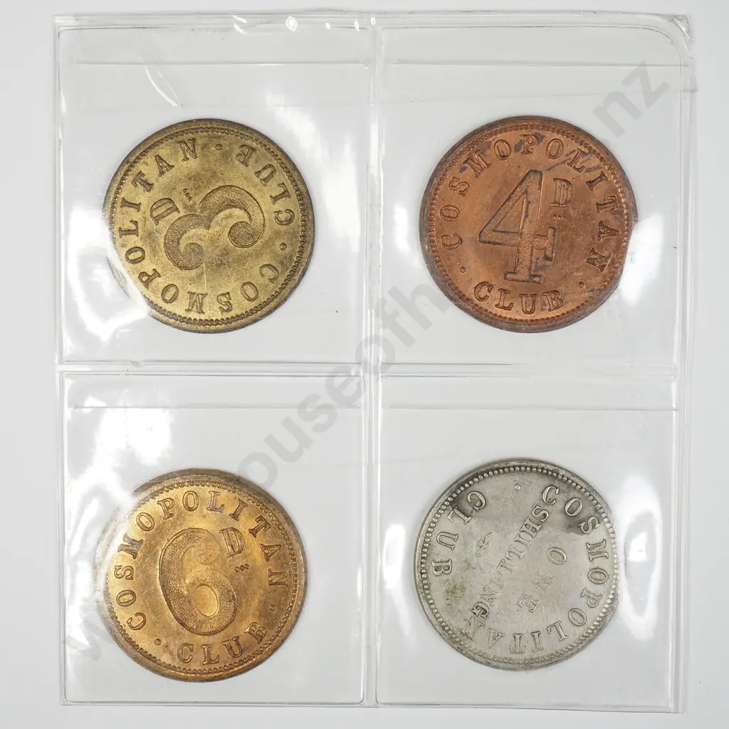 NZ 1905 Wanganui Cosmopolitan Club Tokens Image 1++