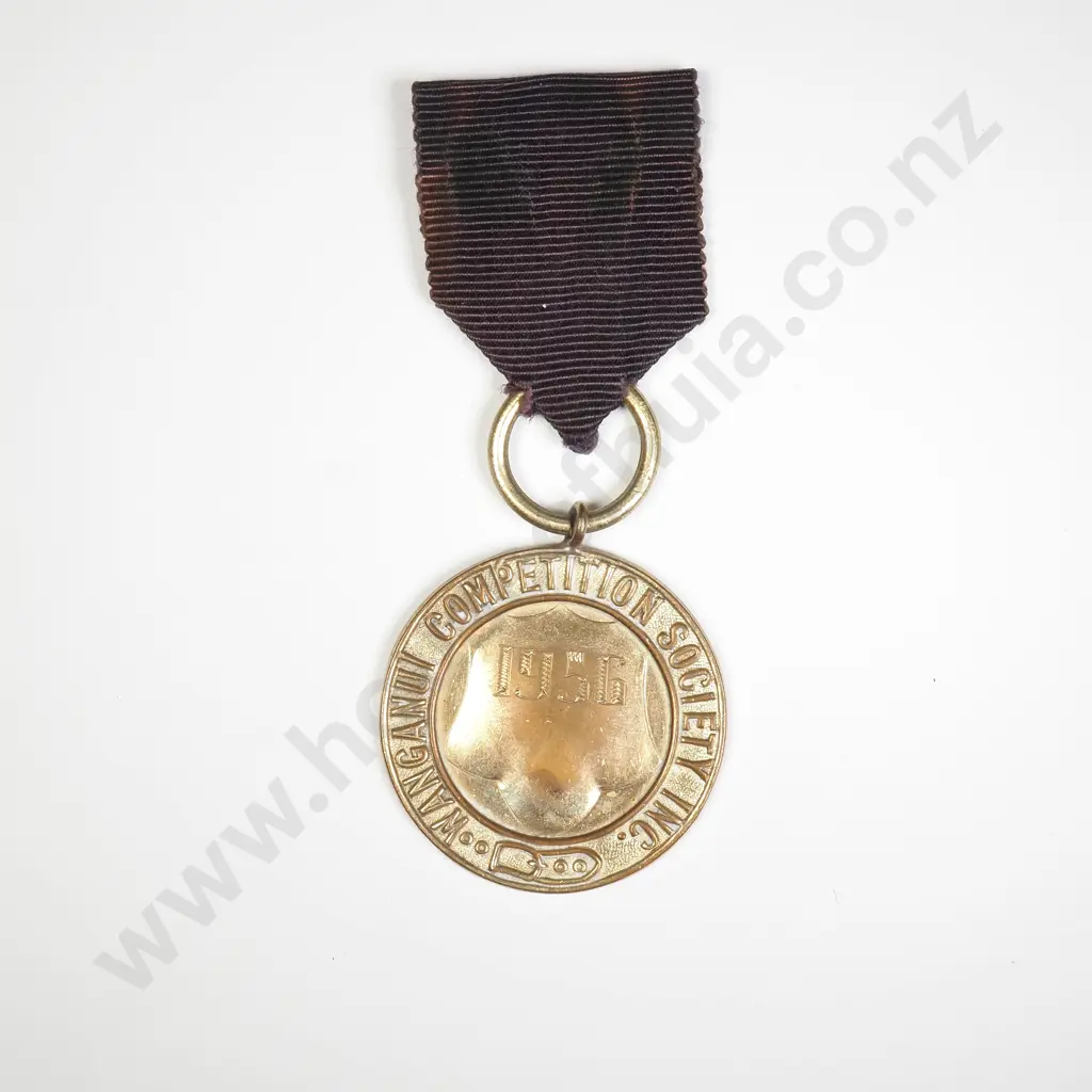 NZ 1956 Wanganui Competition Society Medal awarded to J.E.Wells Image 1++
